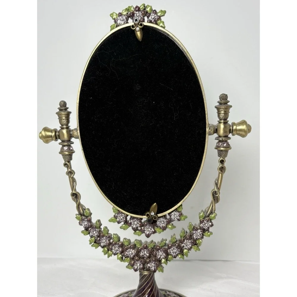 Beautiful Jeweled Two's Company Vanity Mirror Tilting Free Standing Floral